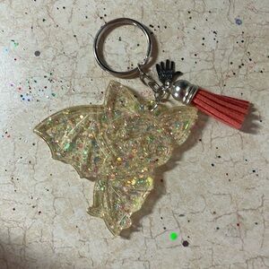 Resin Glitter Bat Keychain